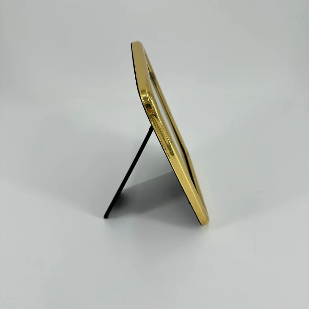 Vintage Gold Tone Metal Rounded 5x7 Picture Frame Velvet Easel Back